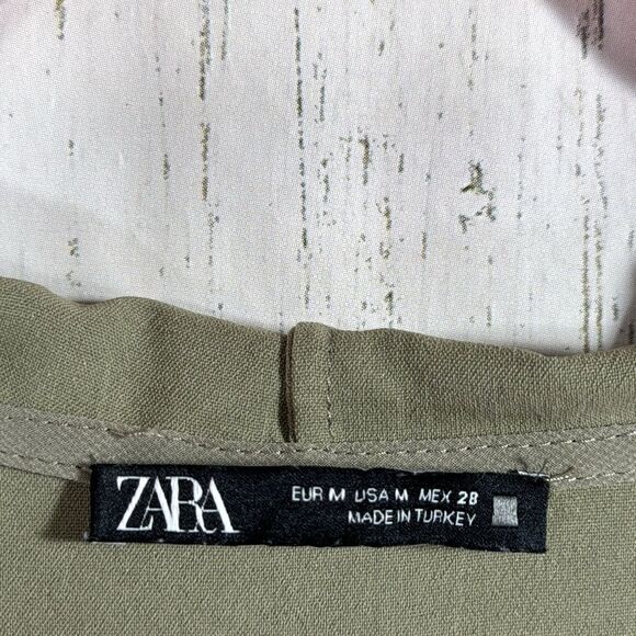 Zara Olive Green Oversized Hoodie Dress with Half Zip Size M Streetwear Edgy - Picture 6 of 16